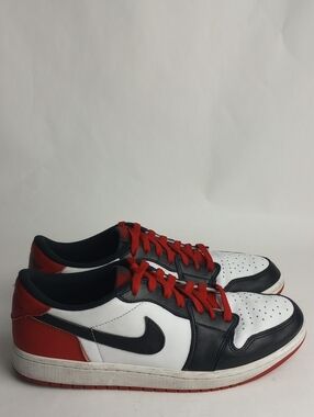 Jordan 1 Low Retro OG Black Toe Sneakers,Men Size 10